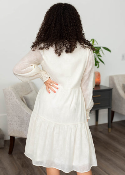 Back view of the ivory button down dress