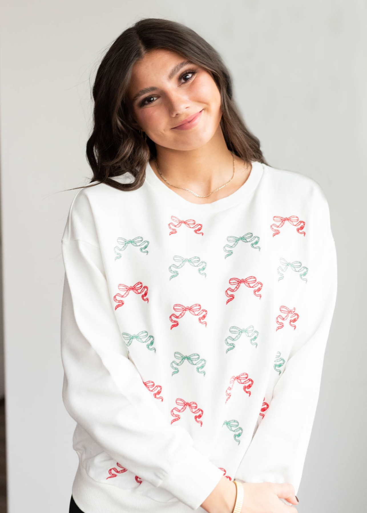 White Christmas bow sweater