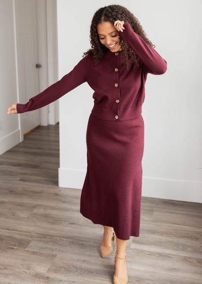 Clarissa Burgundy Knit Skirt