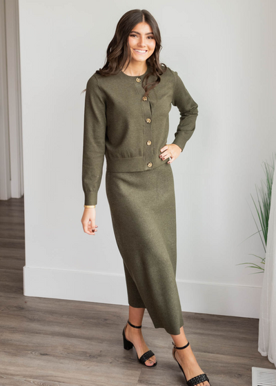 Clarissa Dark Olive Knit Skirt