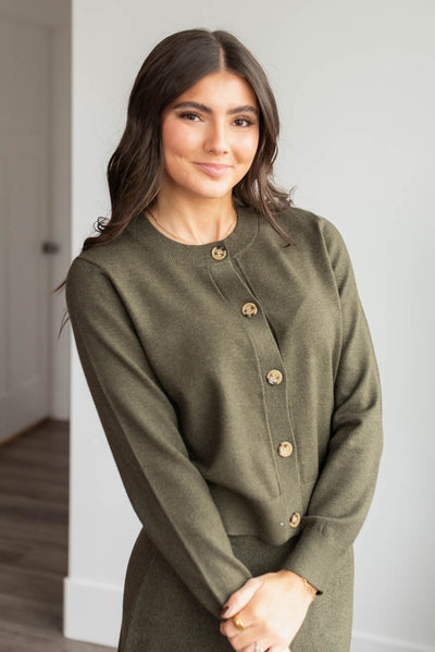 Clarissa Dark Olive Knit Sweater