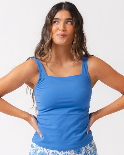 Coastline Blue Square Neck Tankini Top