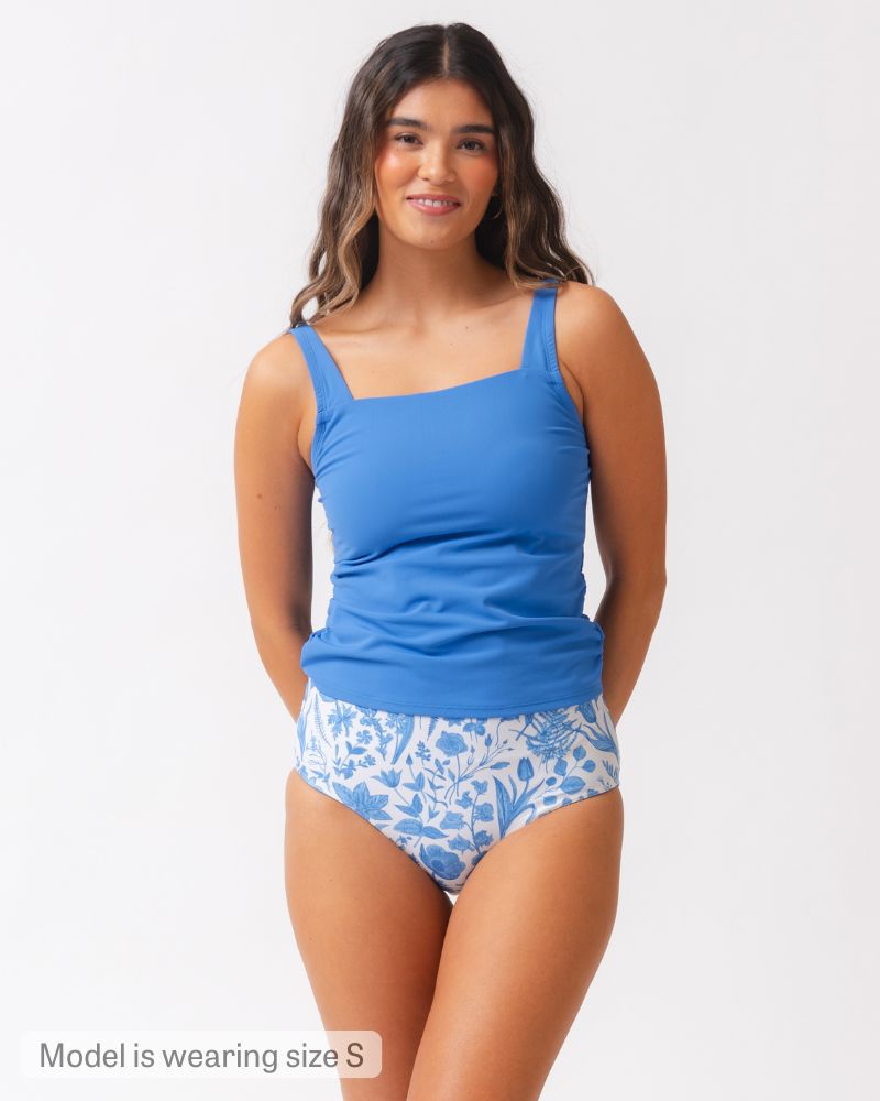 Coastline Blue Square Neck Tankini Top