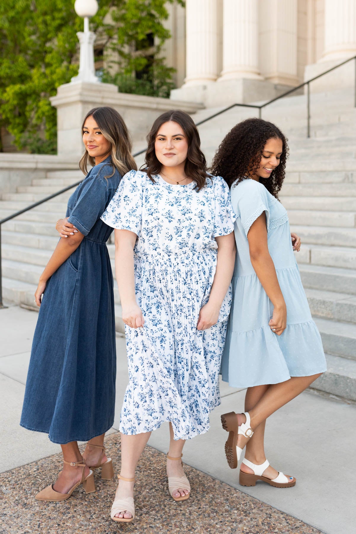 Hazley Blue Floral Pleated Dress