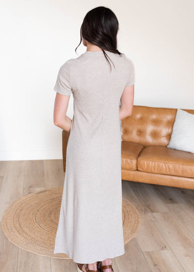 Winnie Oatmeal Ribbed T-Shirt Dress