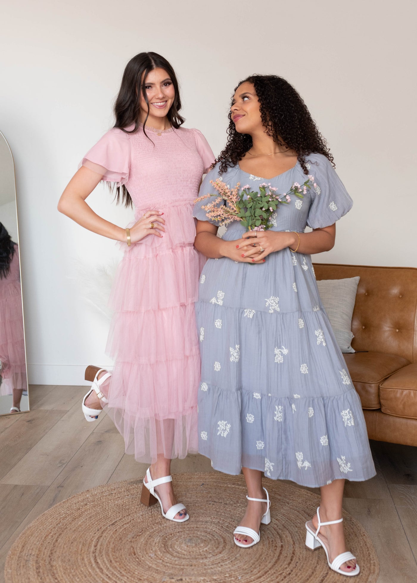 Elsie Vintage Blush Ruffle Dress