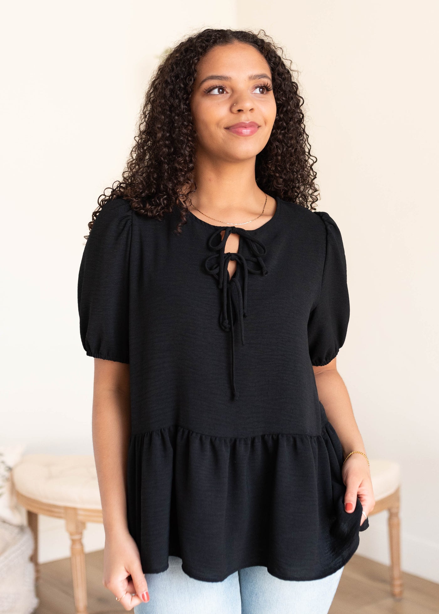 Black Tiered Blouse