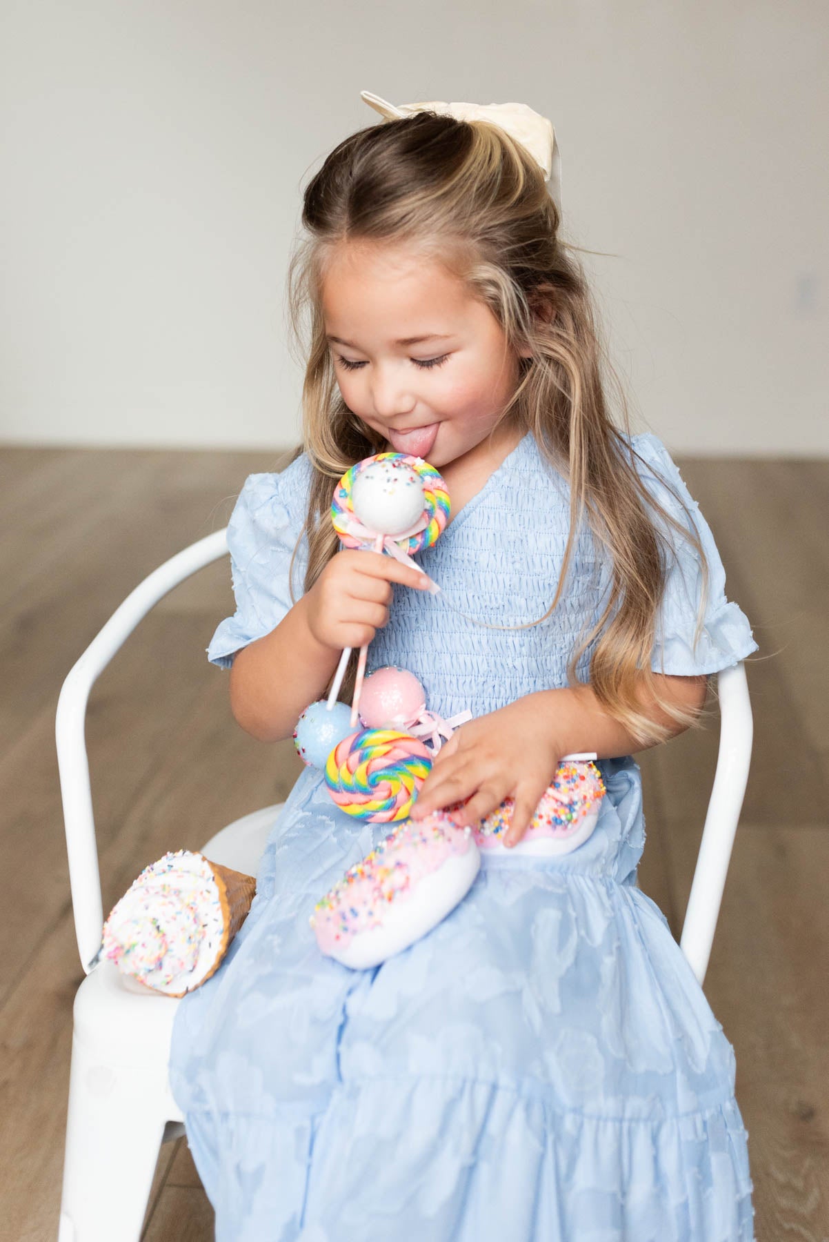 Blue floral tiered little girl dress