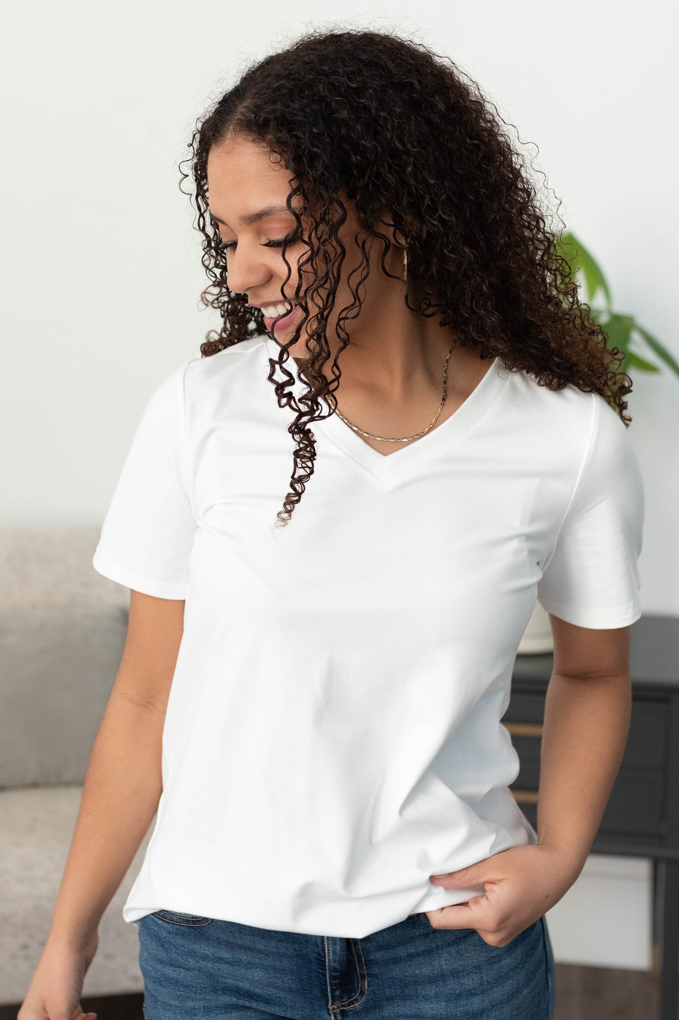 The Classic White V-Neck Top