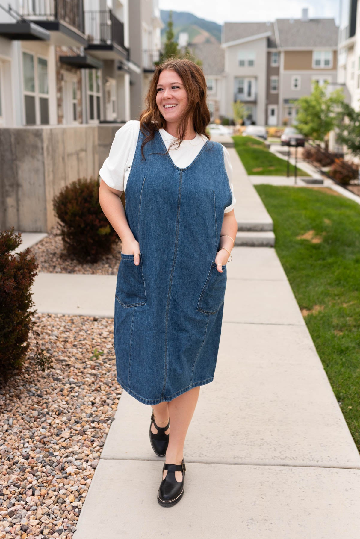 X-large indigo denim overall dress