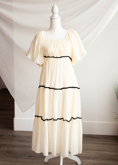 Annika Cream Ruffle Tiered Dress