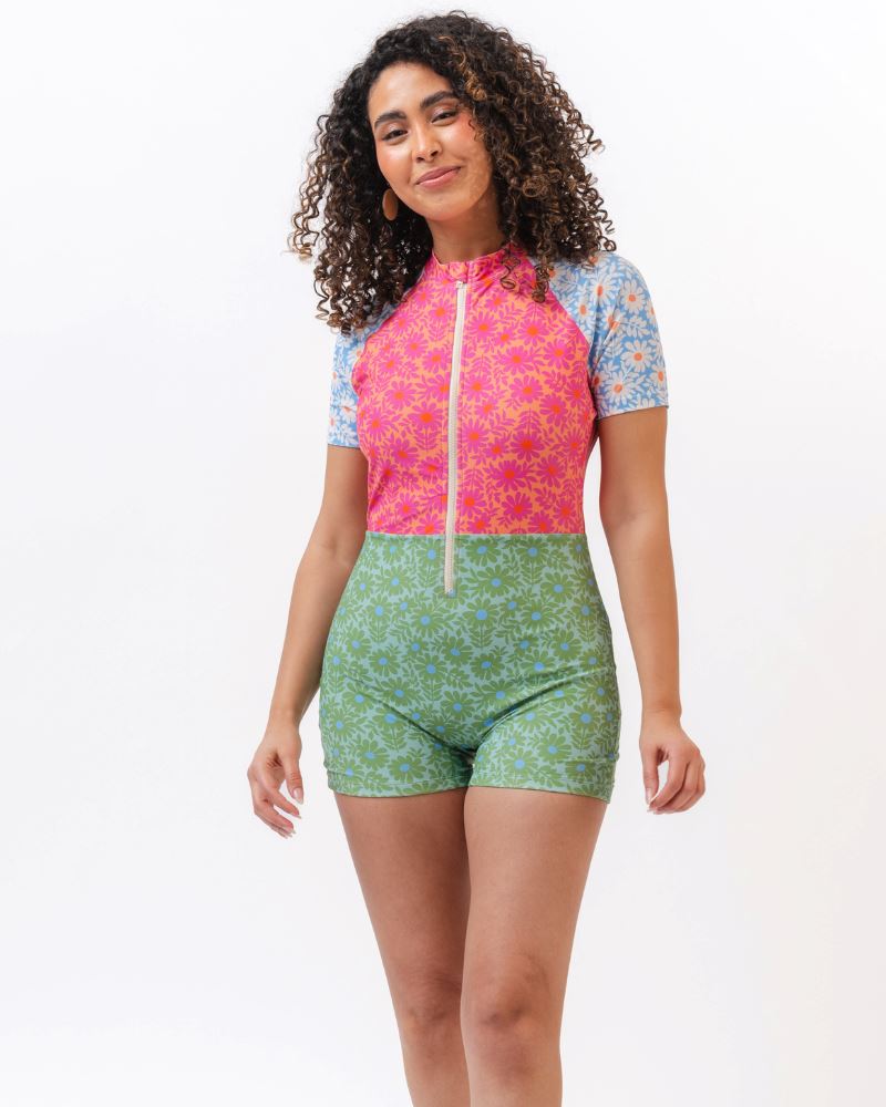 Daisy Patch Retro Rash Guard One-Piece