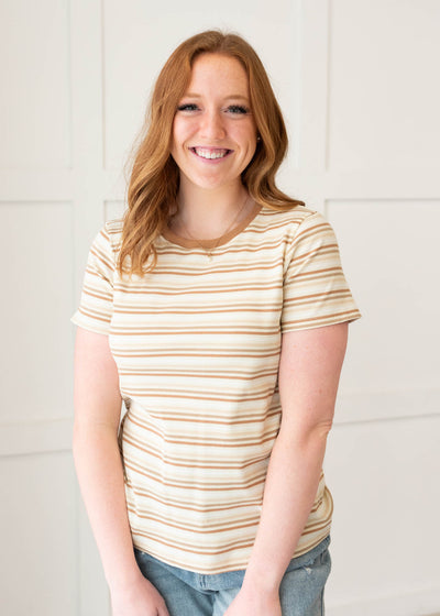 Taupe stripe top