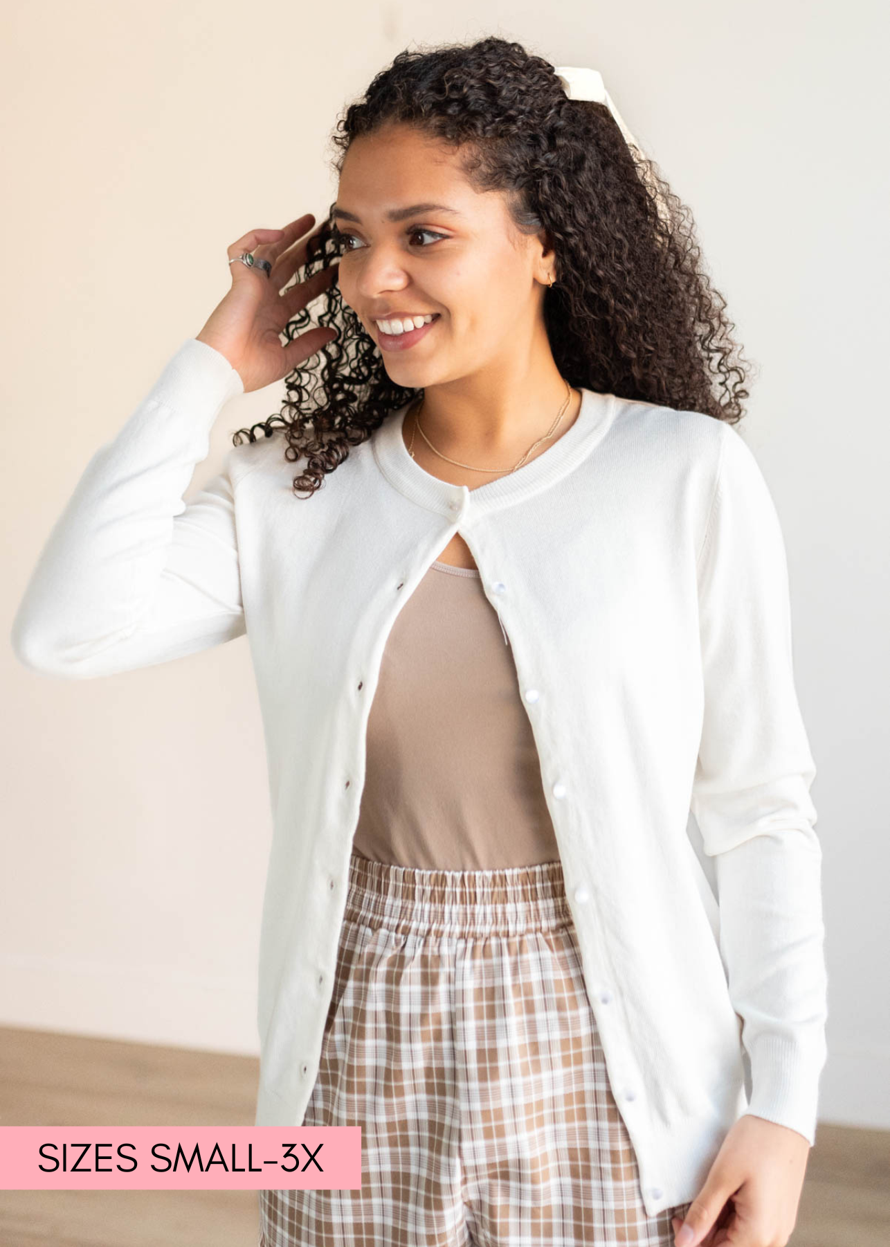 Deja Ivory Button Down Cardigan