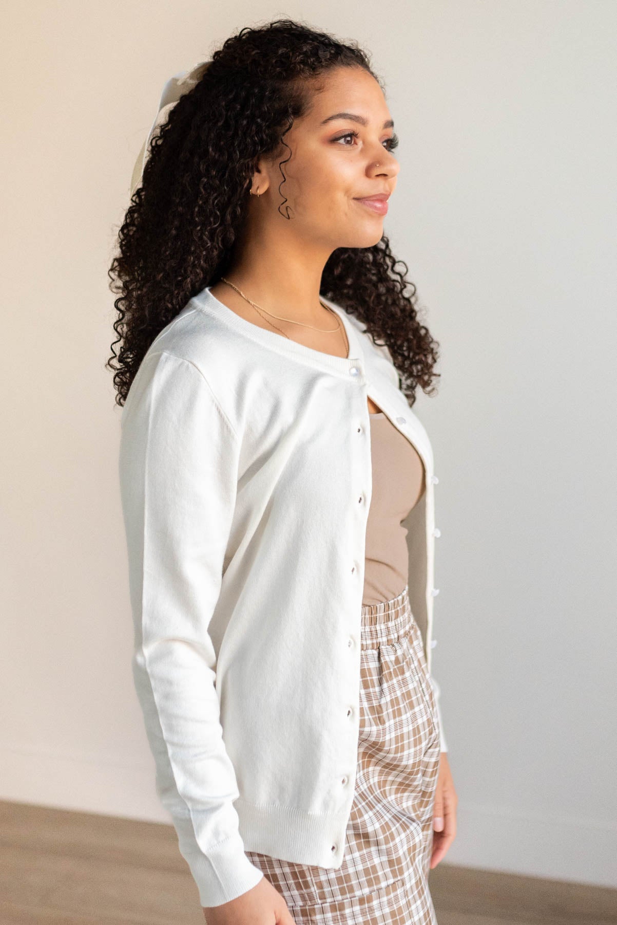 Deja Ivory Button Down Cardigan