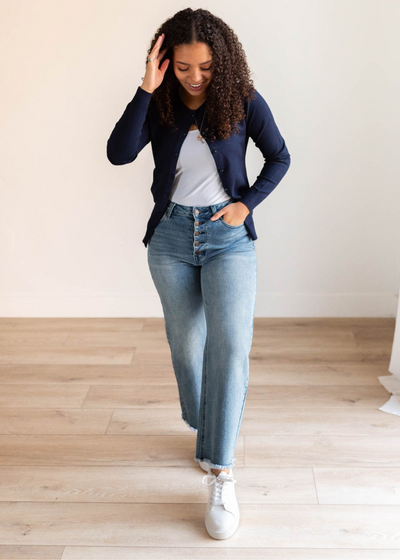 Navy button down cardigan