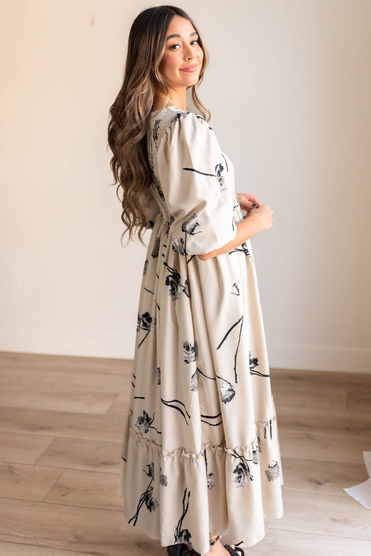 Destiny Beige Floral Dress