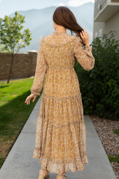 Back view of a golden dress