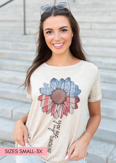 America sunflower top with short sleeves