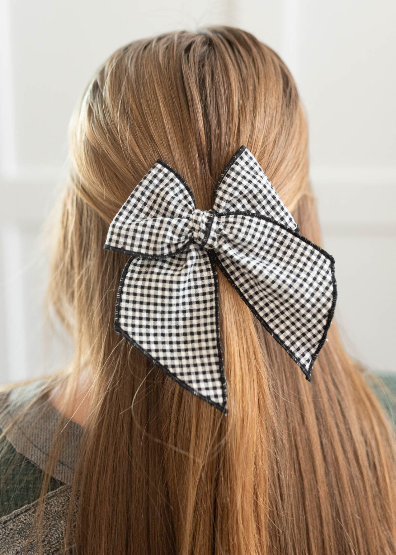 Black gingham bow