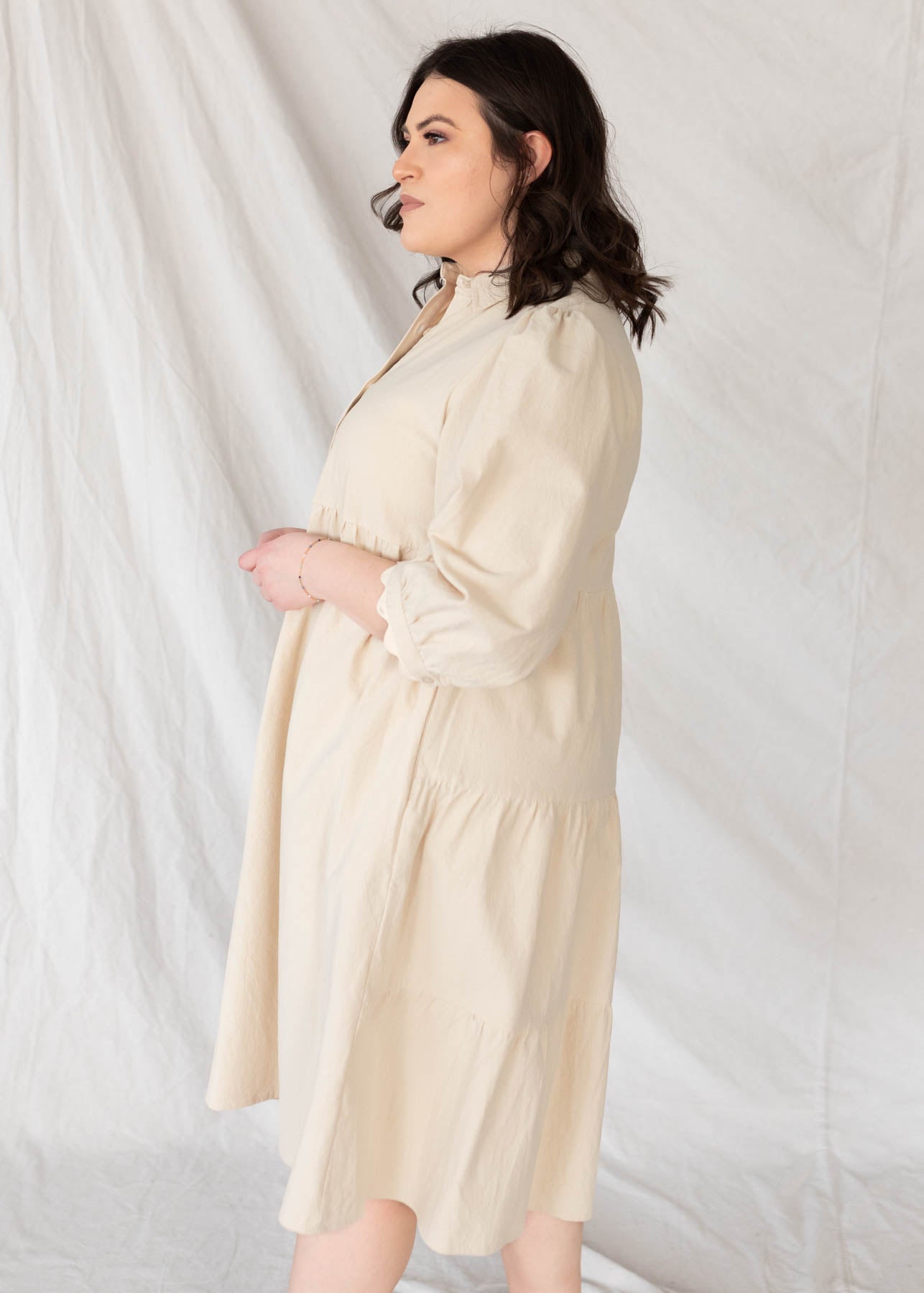 Ellen Beige Button Down Dress