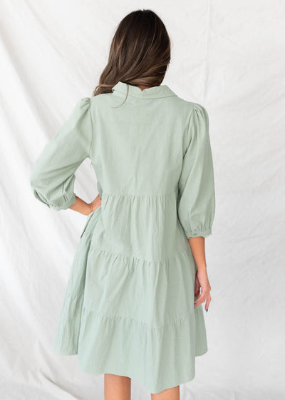 Back view of the sage button down dress