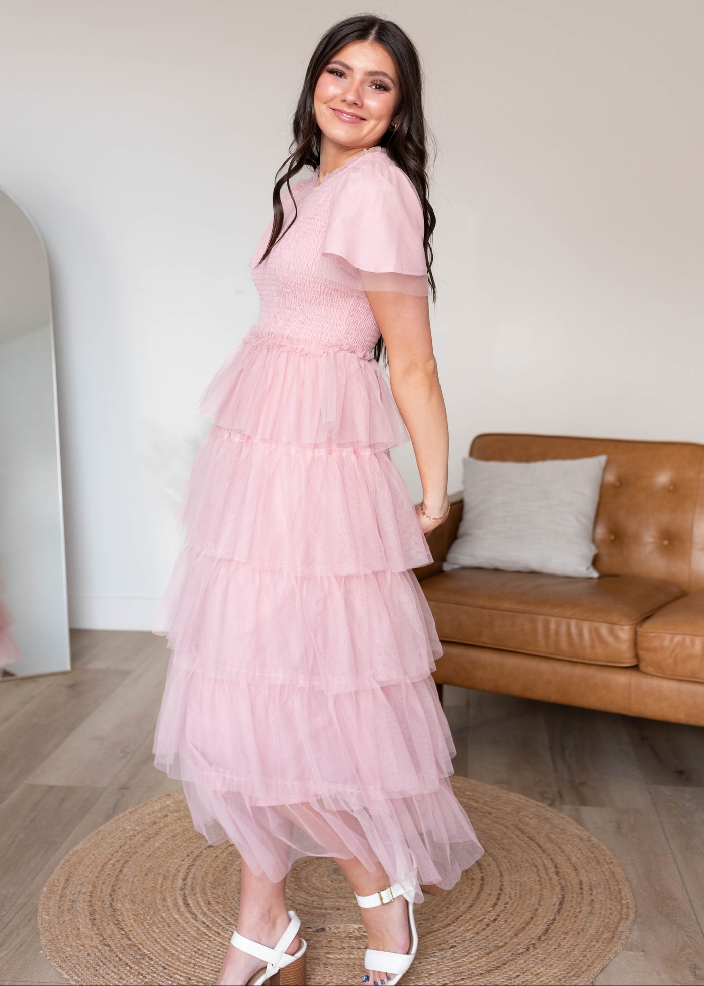 Small vintage blush ruffle dress