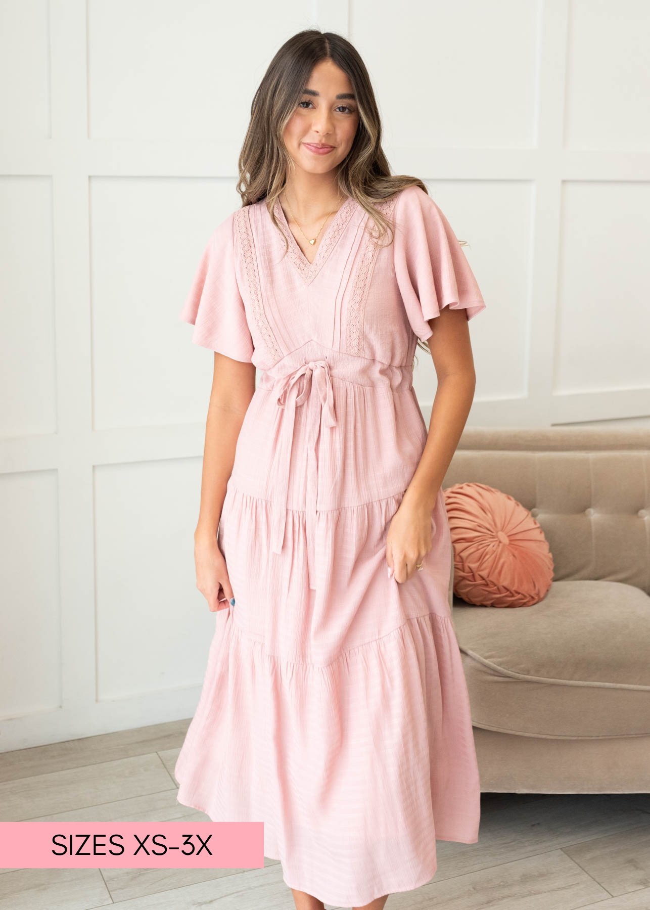 Blush textured tiered dress