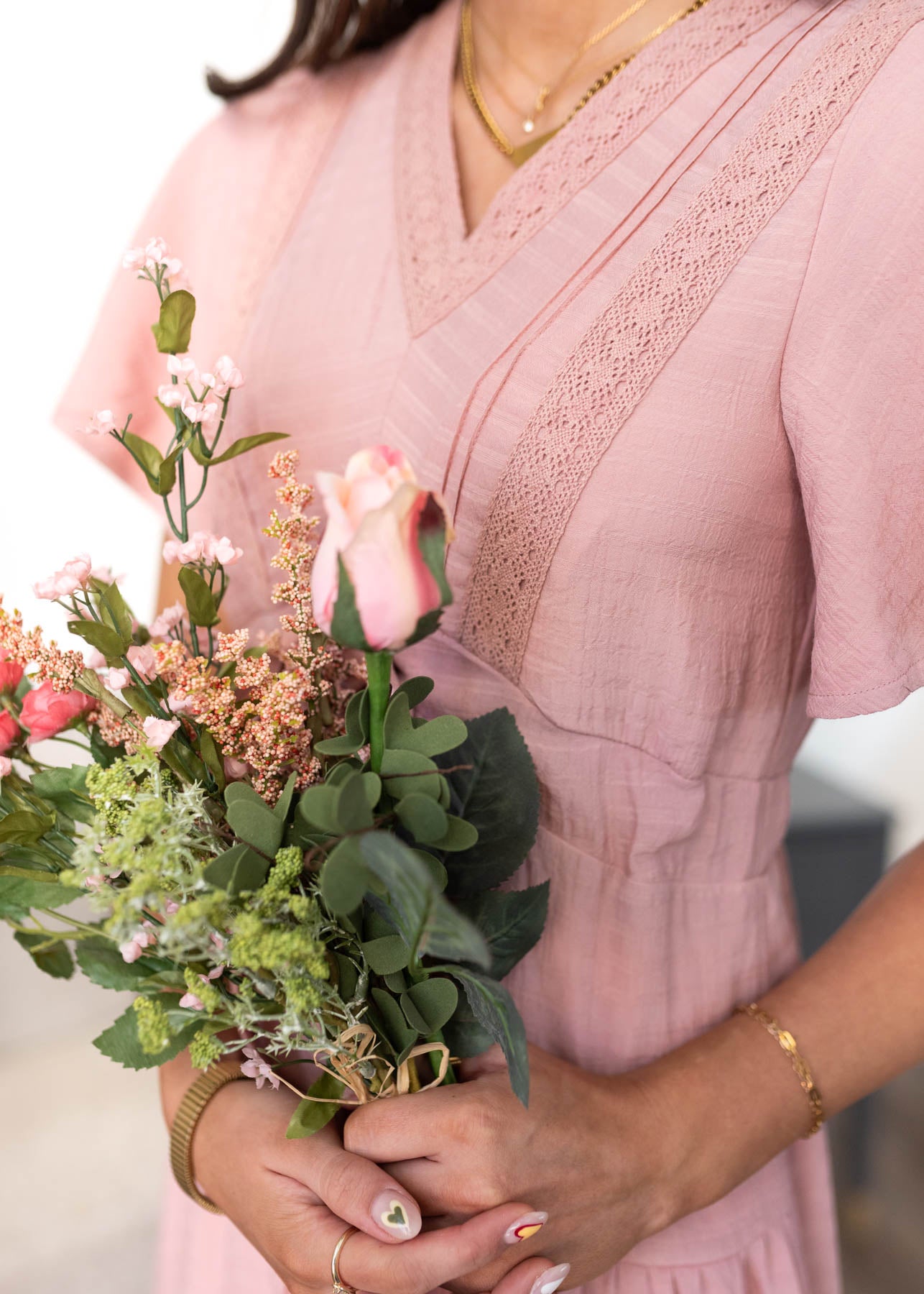 Emilee Blush Textured Tiered Dress