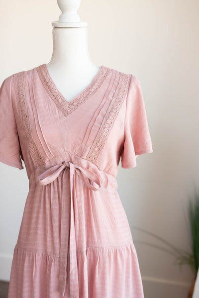 Emilee Blush Textured Tiered Dress