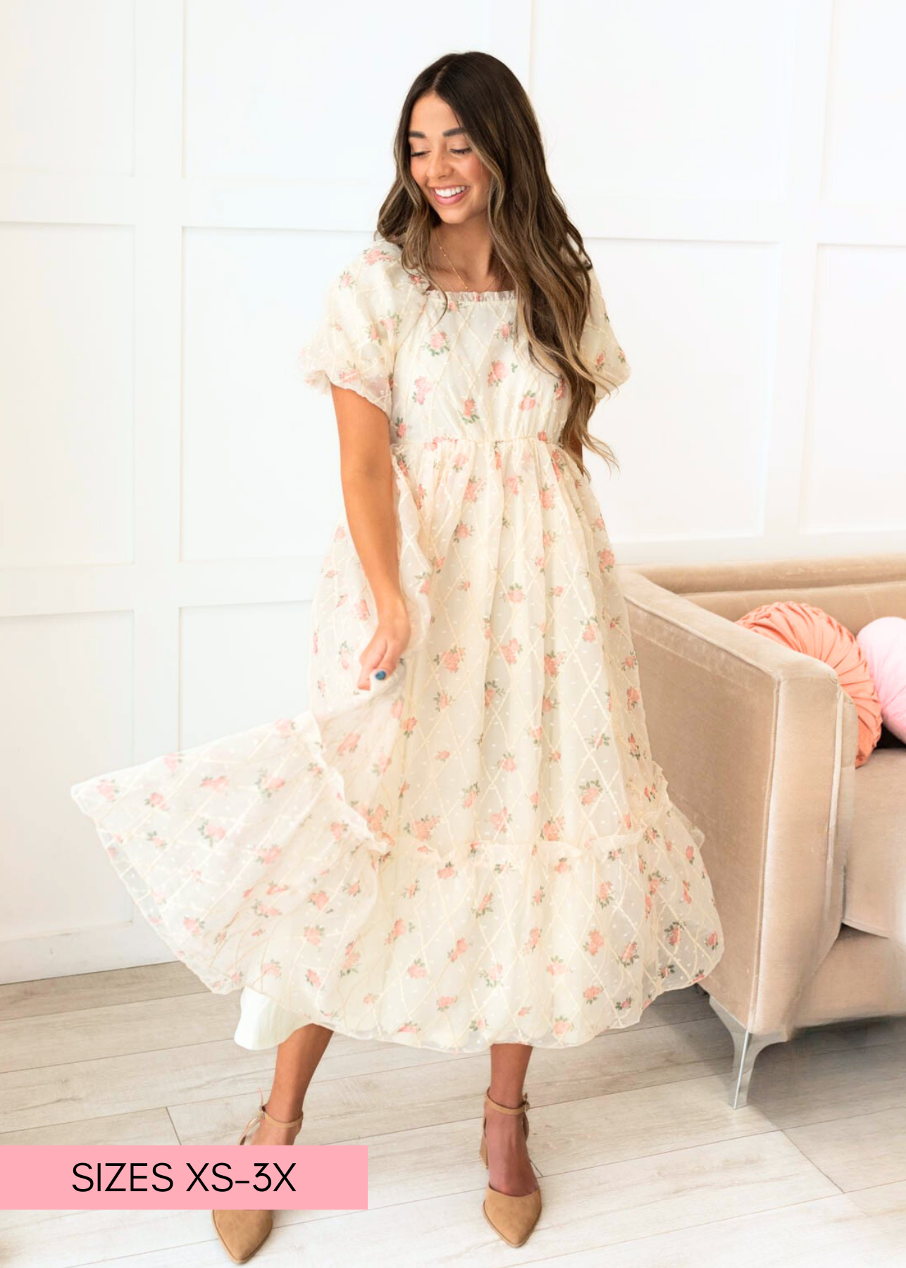 Emmaline Cream Rose Dress