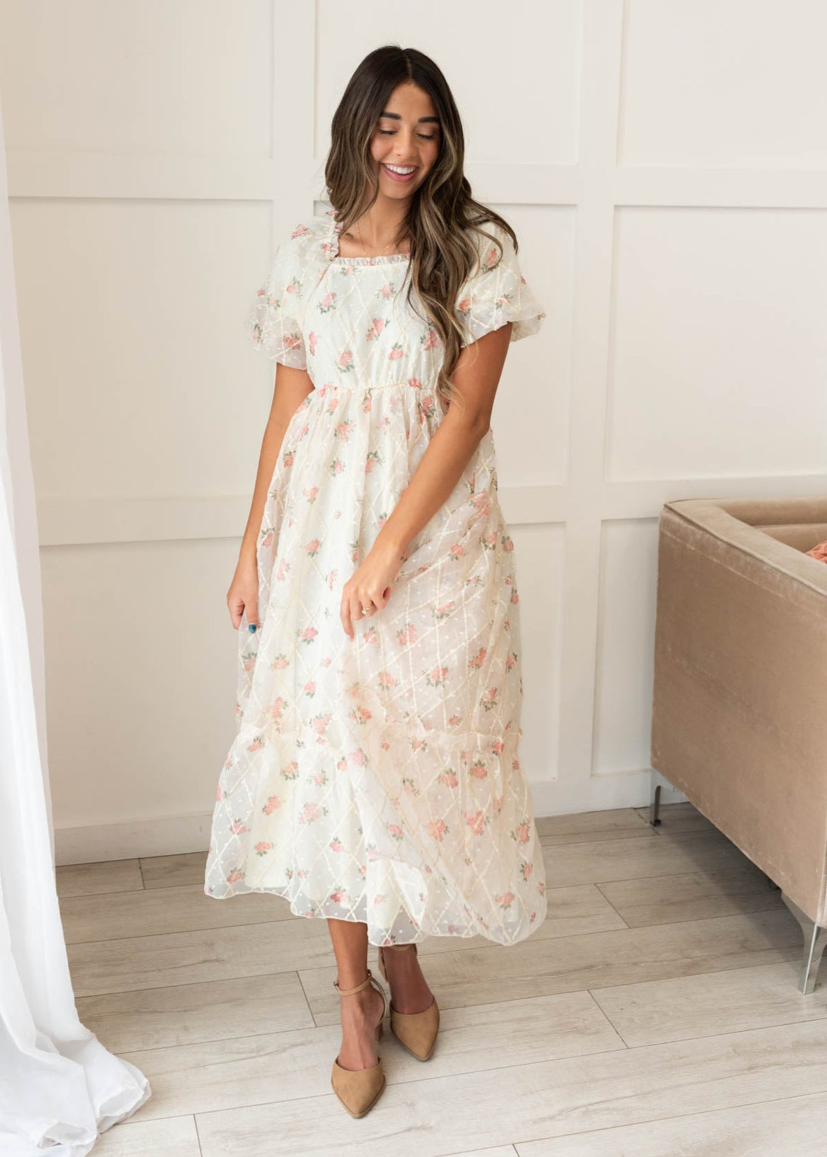 Emmaline Cream Rose Dress