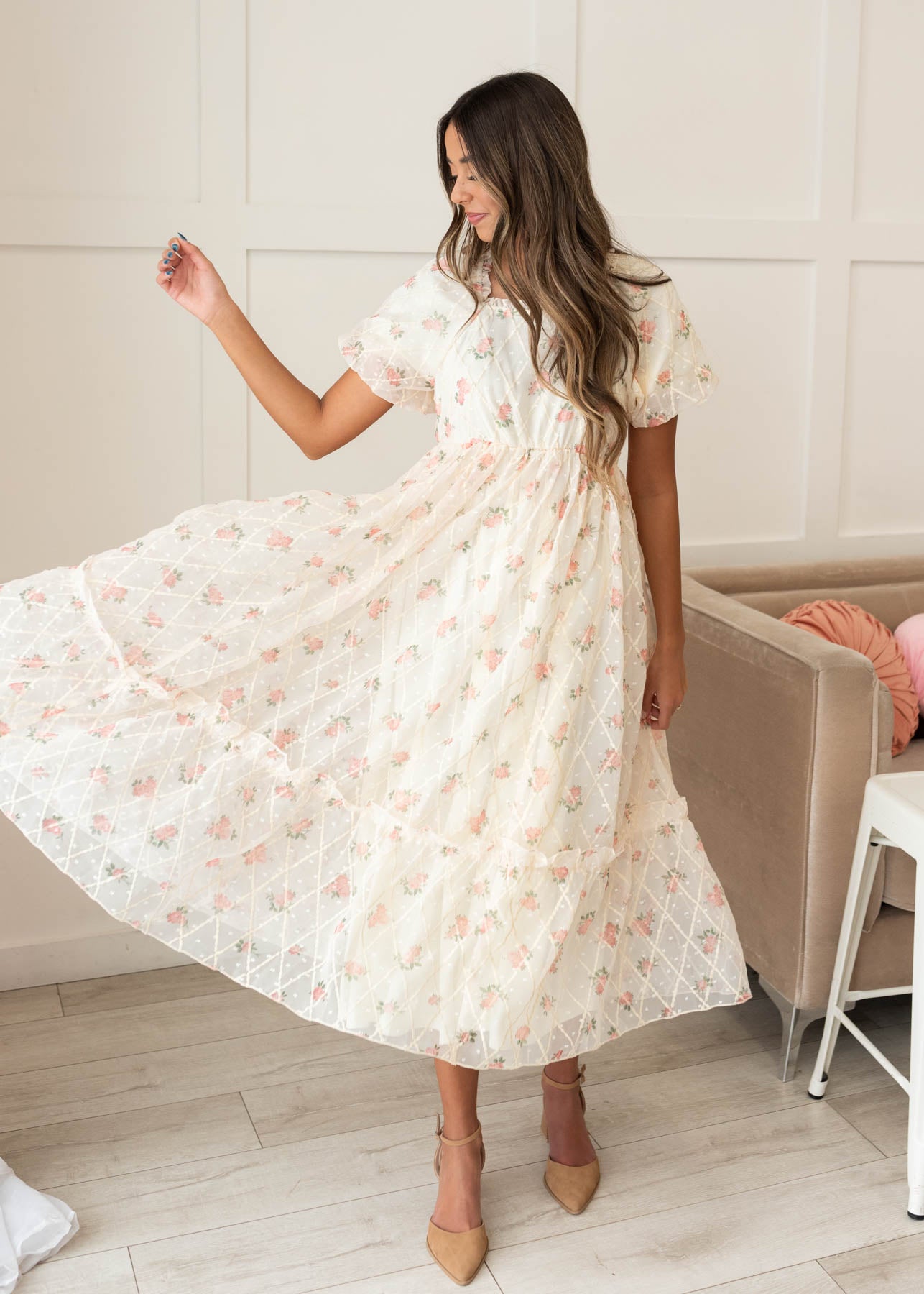 Emmaline Cream Rose Dress