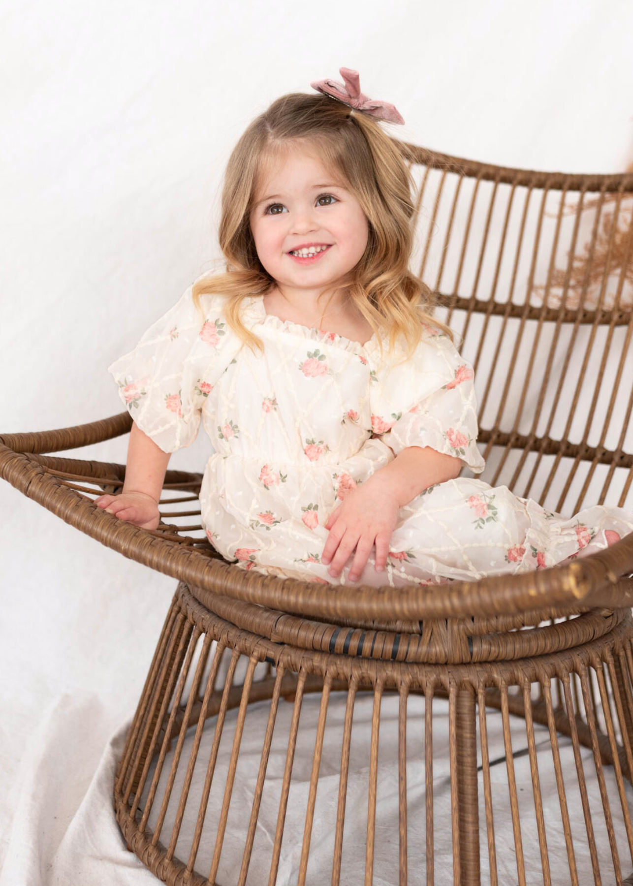 Emmaline Cream Rose Little Girl Dress