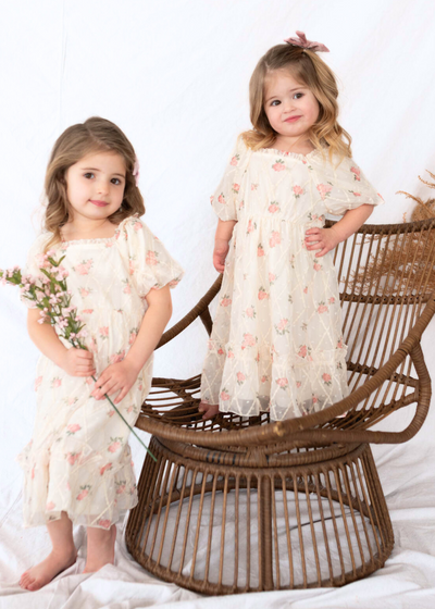 Emmaline Cream Rose Little Girl Dress