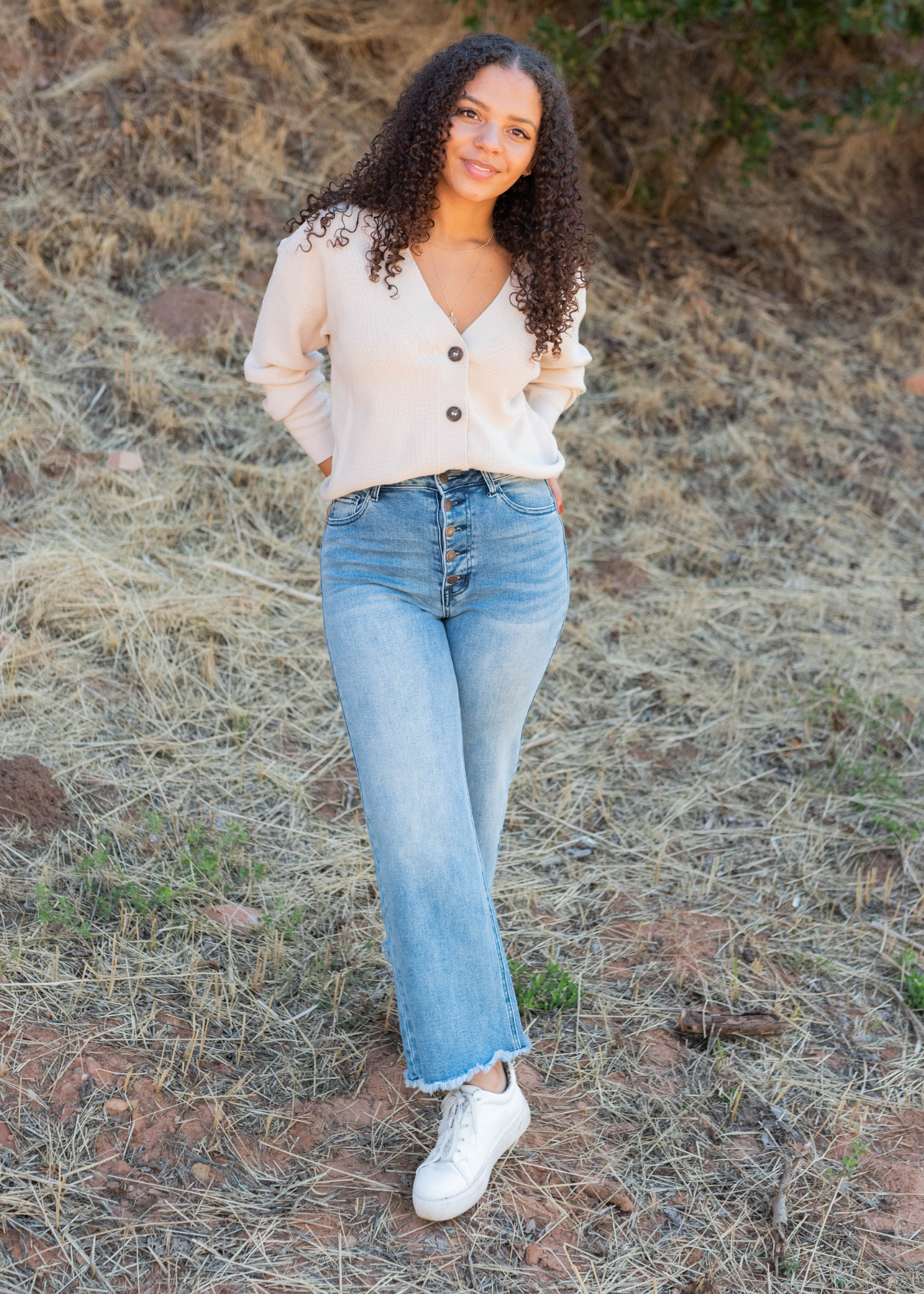 Sand beige button down cardigan