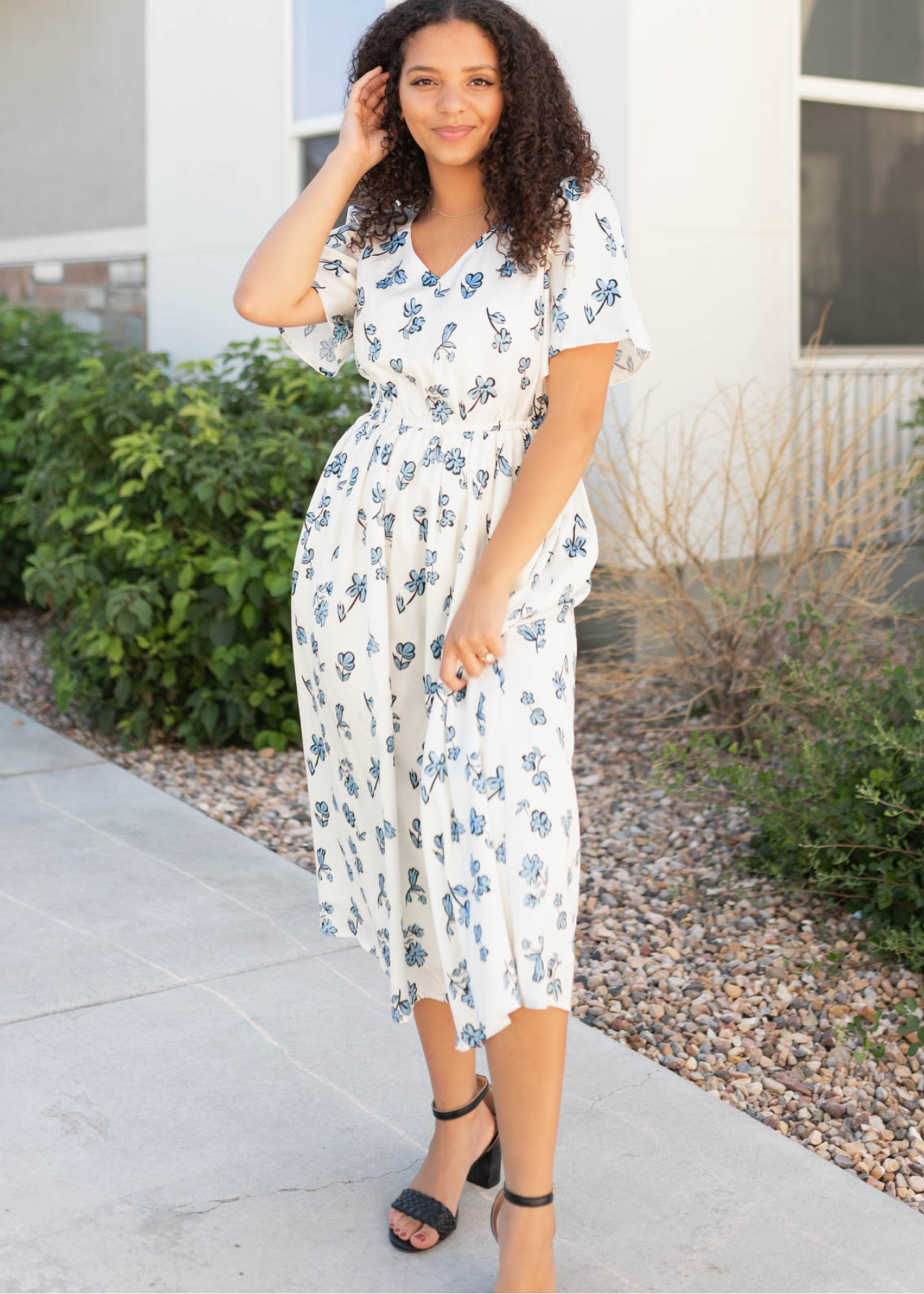 Blue floral dress