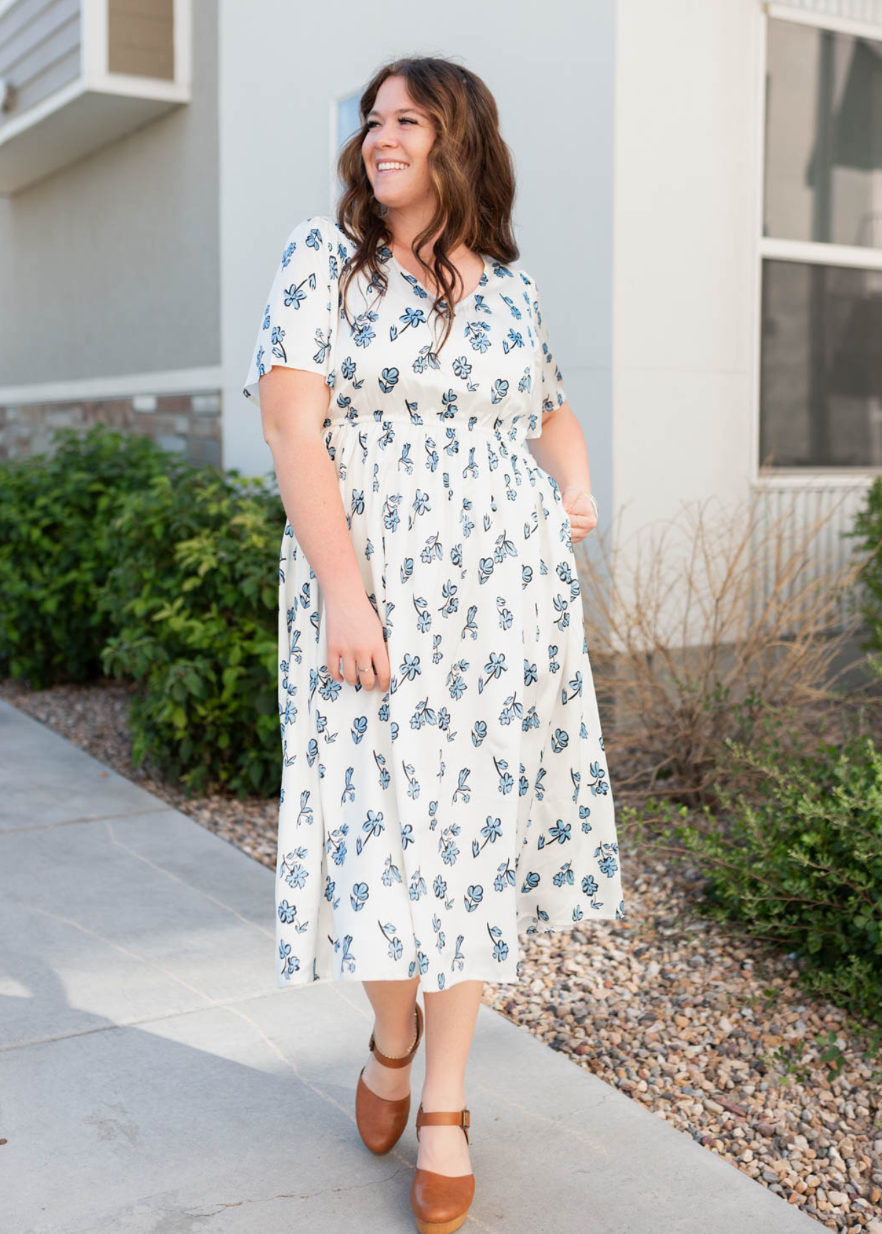 Plus size blue floral dress