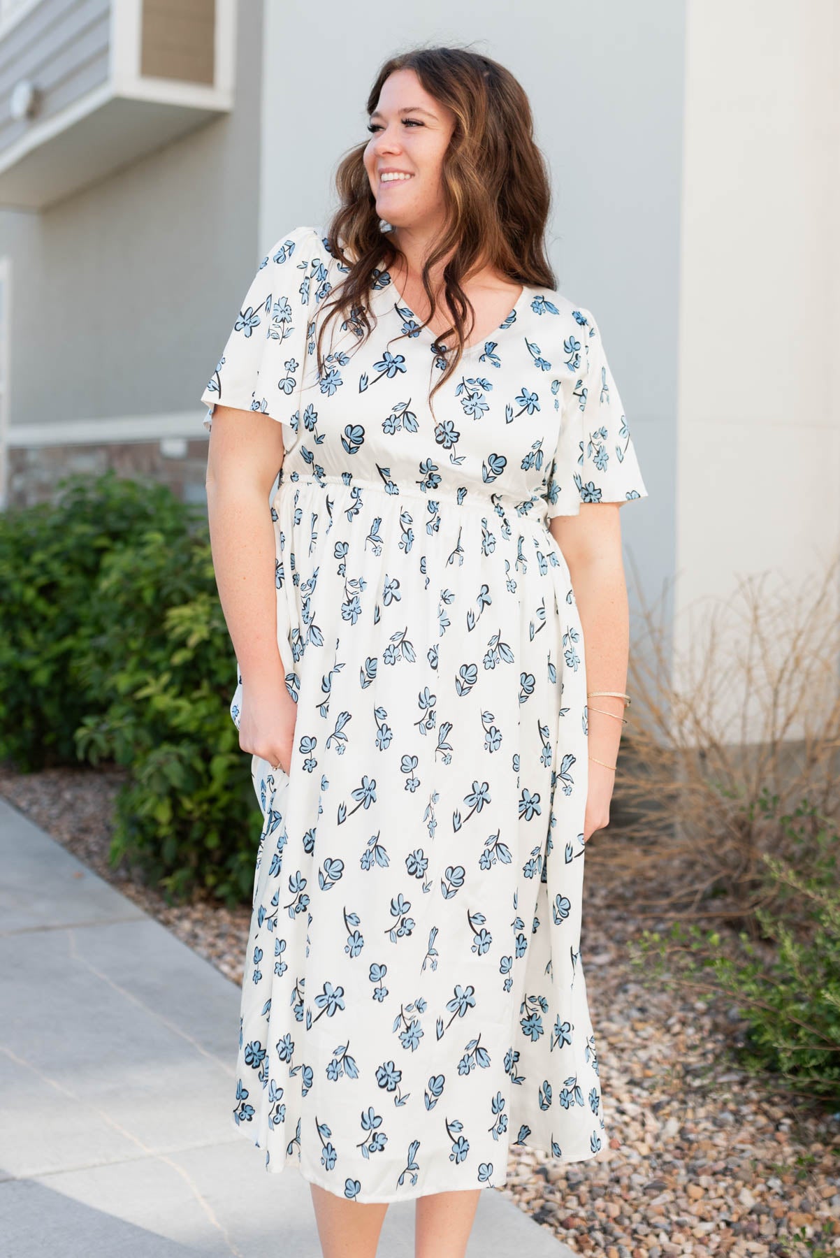 Evelyn Blue Floral Dress