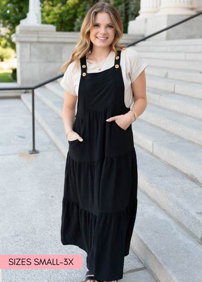 Black overall  dress with pockets