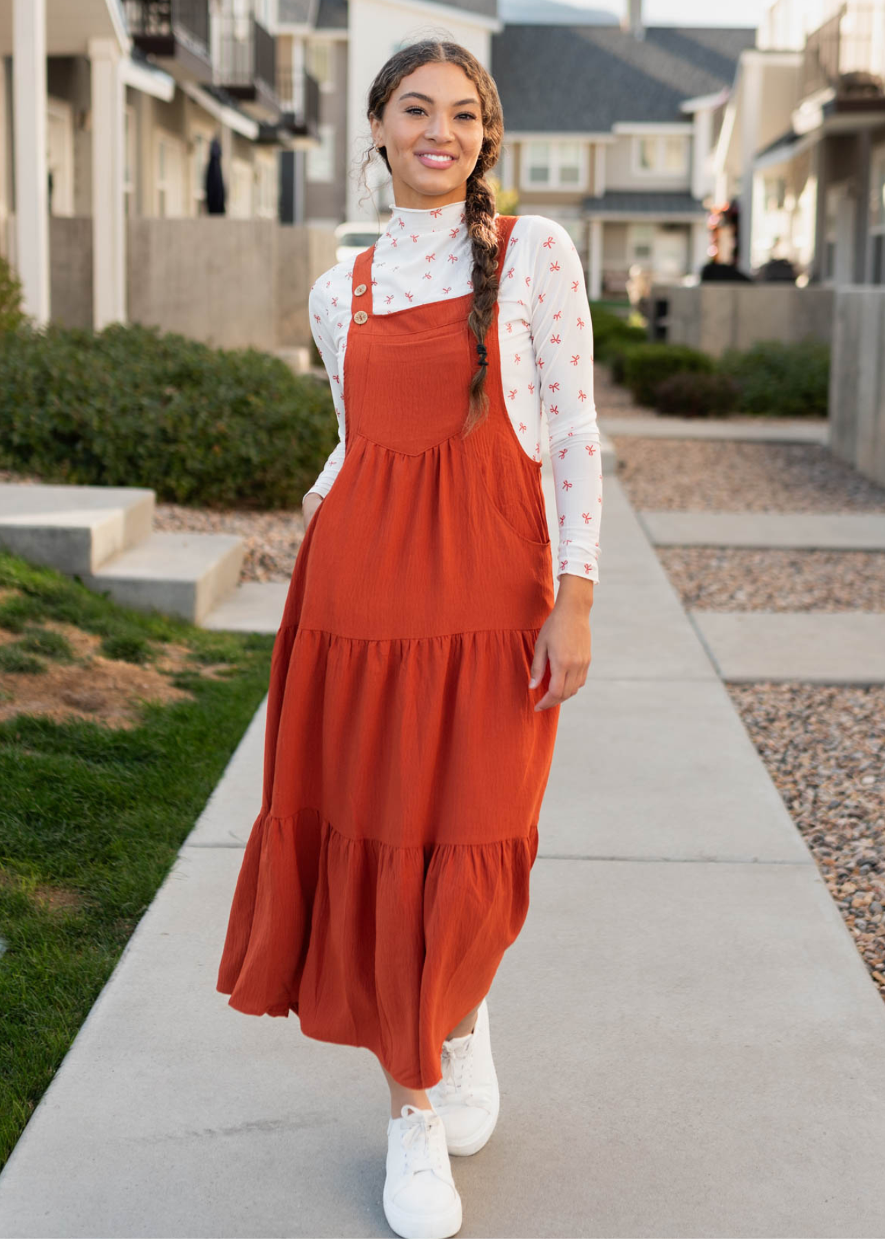 Everlee Rust Overall Dress