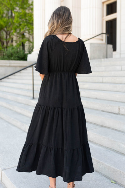 Black tiered maxi dress