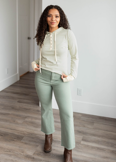 Georgia Green Stipe Hooded Pullover