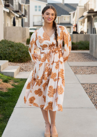 Beige floral dress