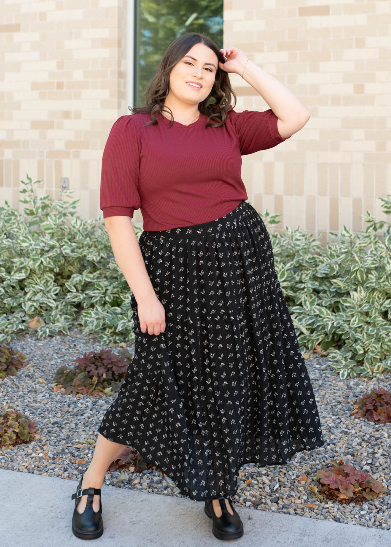 Plus size basic burgundy top