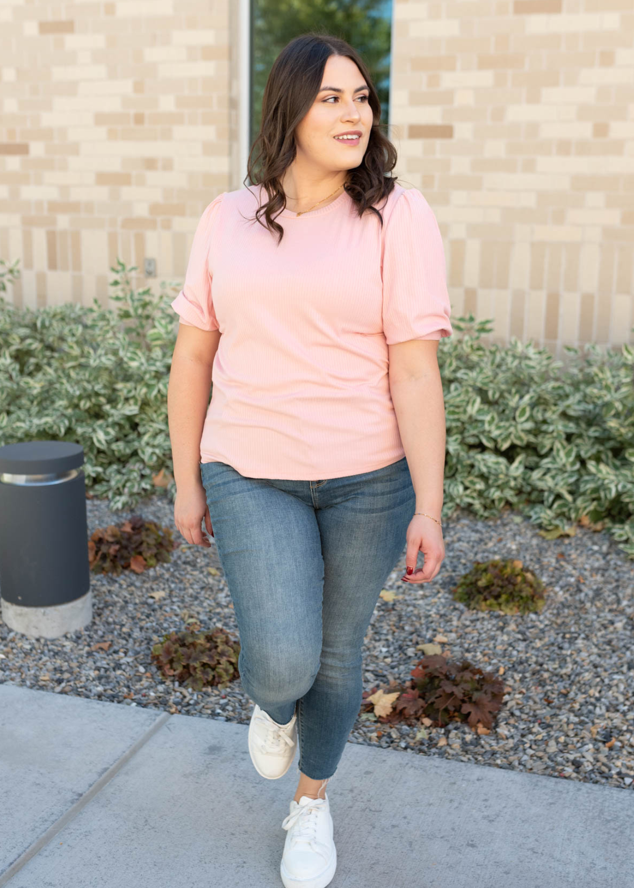 Plus size basic pink top