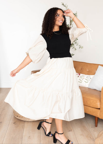 Black sweater vest dress with short sleeves