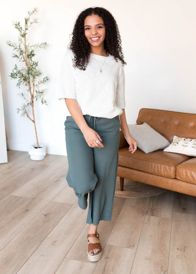 Jade wide leg pants with a tie at the waist