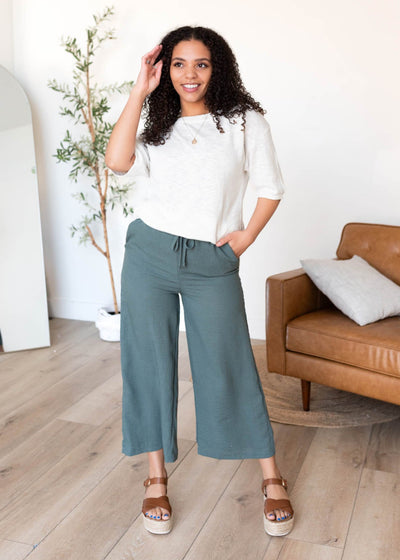 Jade wide leg pants with elastic waist