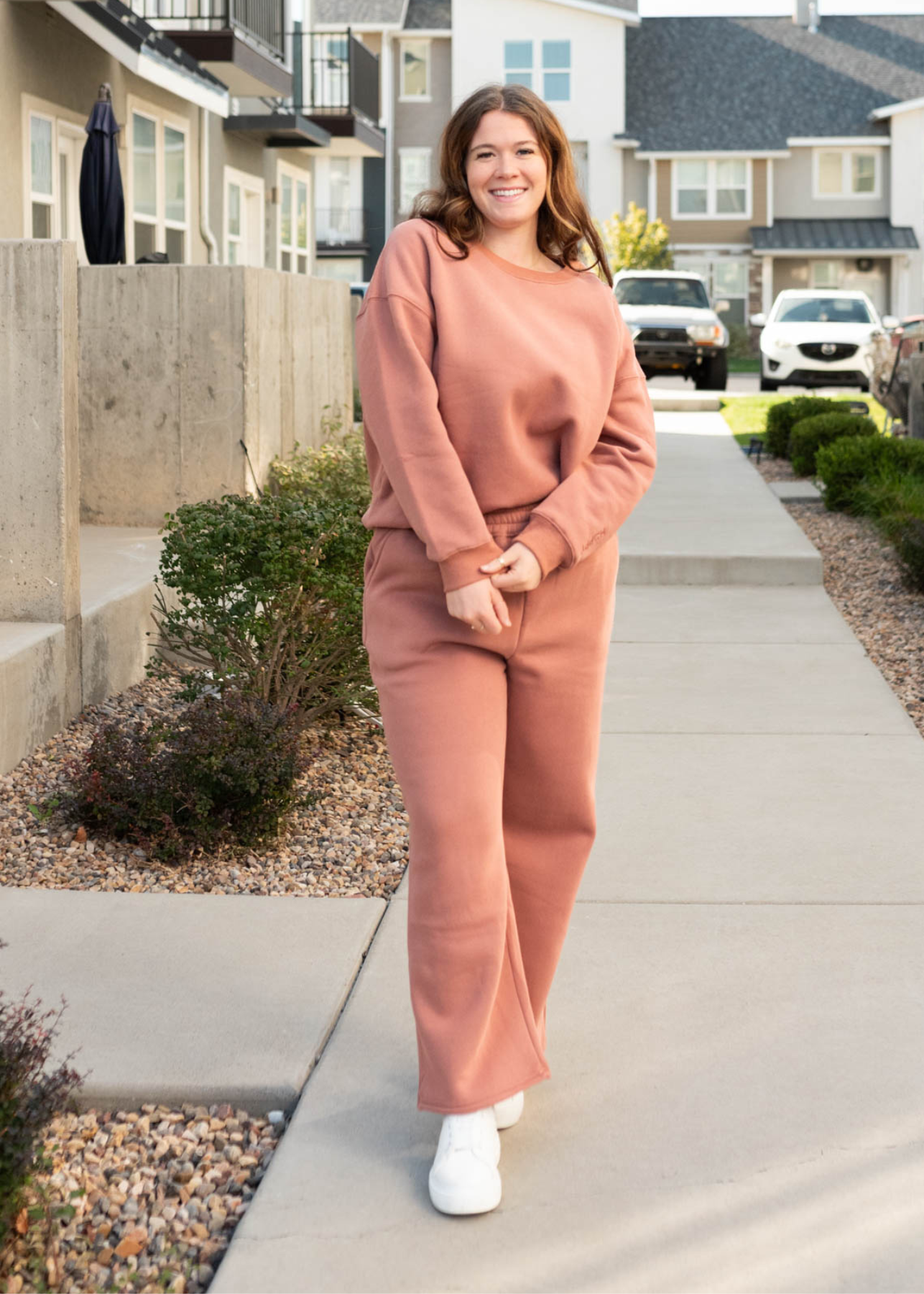 Long sleeve dusty rose happy sweater in plus size